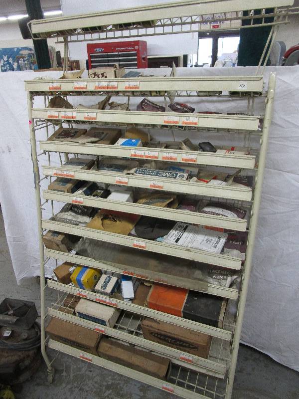lot 92 image: Marine & Snowmobile Parts - Gaskets, Seals & Etc. Comes with Shelf and all the Pats on it