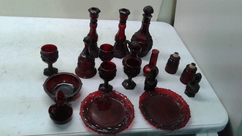 Lot Of Avon Ruby Red Cape Cod Glass Collectibles