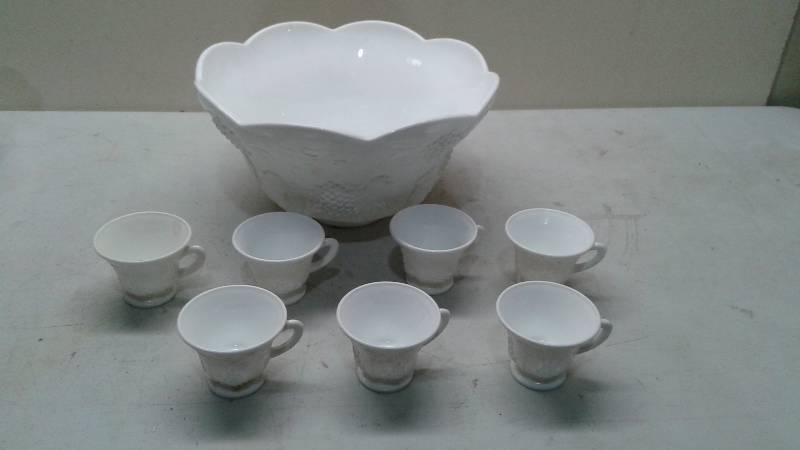 Milk Glass Punch Bowl