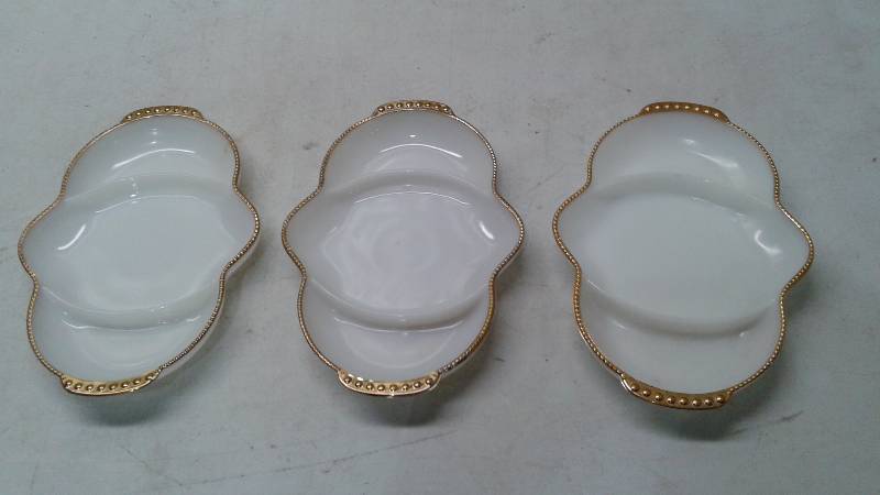 Set Of Three Fire King Divided Plates