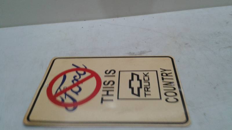 Chevy Country Sign, Looks Homemade, Decals Are Stickers, Some Discoloration