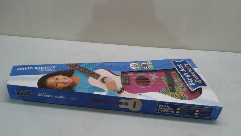 Kids Pink First Act Acoustic Guitar With Box, Good Condition, Made Of Plastic