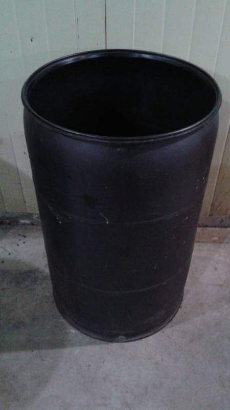 Plastic Drum Barrel With Lid, Used, Empty - Black