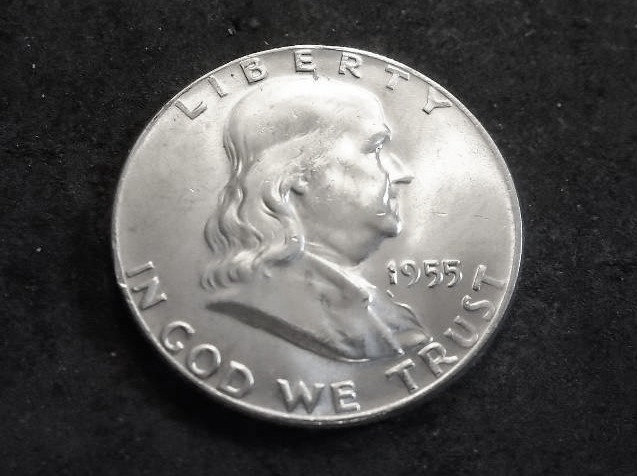 1955 Franklin Half Dollar Choice Gem BU-Bugs Bunny