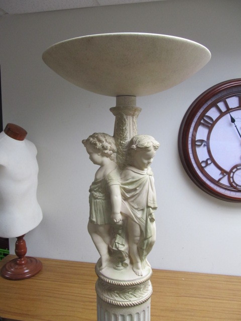 lot 104 image: LARGE Neoclassical Cherubs on Column Floor Lamp