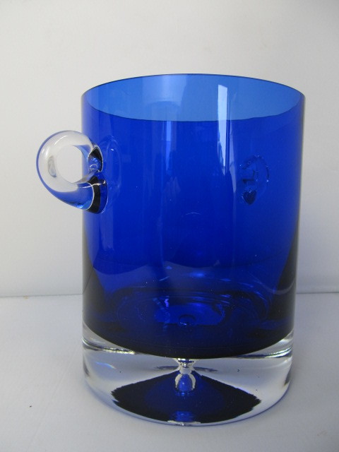 lot 65 image: Cobalt Blue Signed BLOCK Crystal Ice Bucket