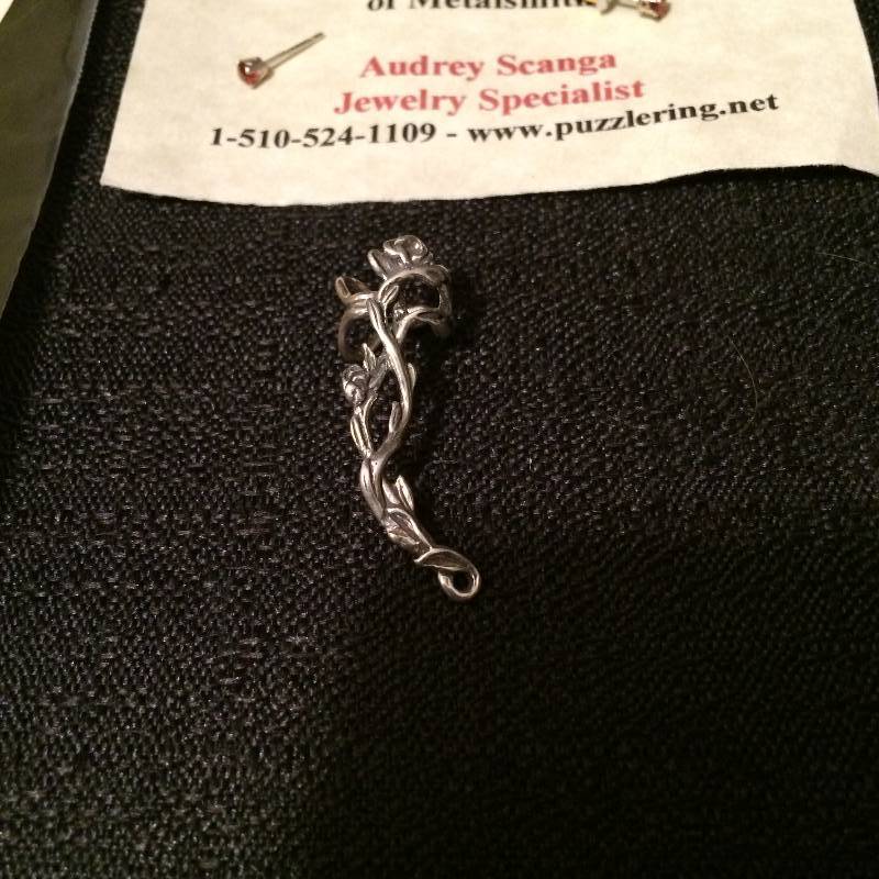 Beautiful Silver Handmade Ear Cuff With Red Earring Posts - New