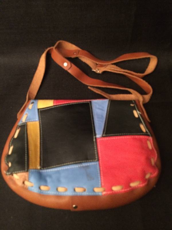 Groovy Vintage Patchwork Leather Travel Bag Purse - Excellent Condition