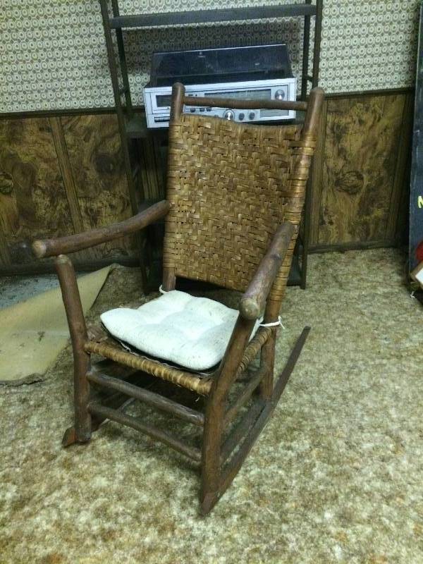 WOWOW $$$$ ANTIQUE STAMPED OLD HICKORY CHAIR COMPANY THATCHED WOOD ROCKING CHAIR - AMAZING CONDITION FOR AGE BUT SEAT IS GOING TO NEED REPAIR...