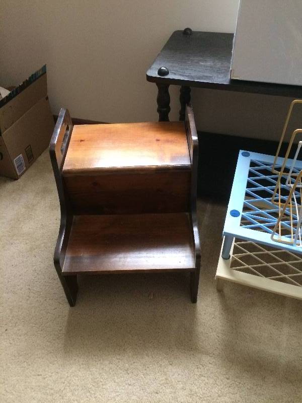 ANTIQUE 2 STEP WOOD STEP STOOL PLUS MORE