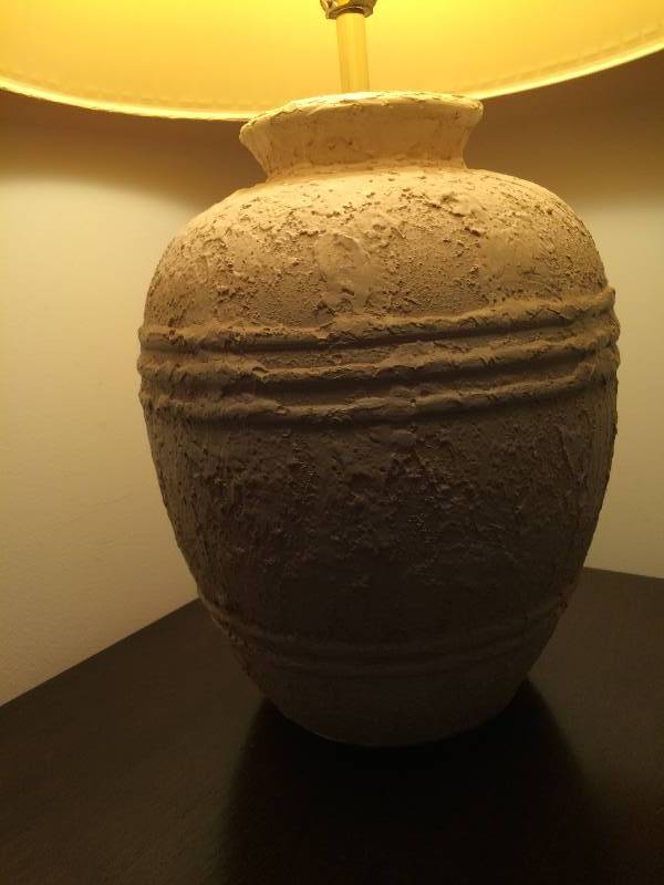 VINTAGE PLASTER LAMP WITH ACCORDIAN SHADE