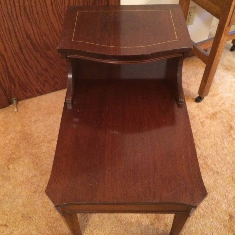 OLD WOOD SIDE TABLE ON CASTERS - GREAT CONDITION
