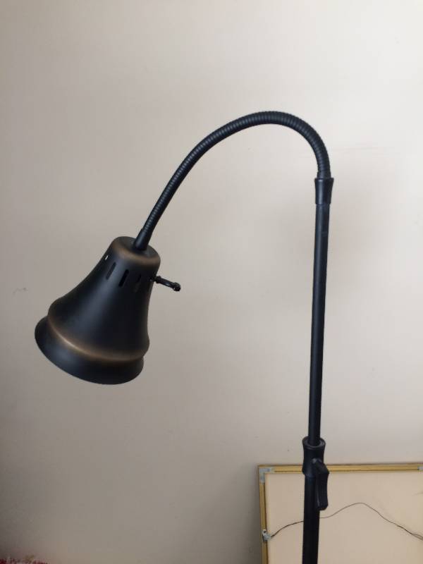 VINTAGE BRONZE TONE GOOSENECK INDUSTRIAL STYLE FLOOR LAMP - EXCELLENT CONDITION