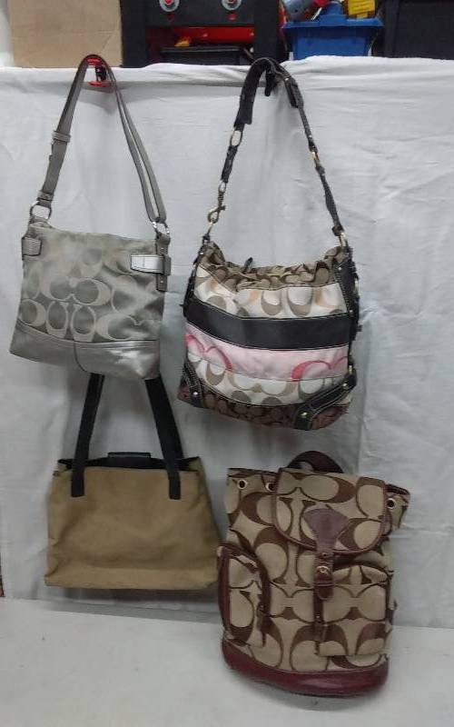 4-Assorted Handbags (2-Authentic Coach, 2-, Need Repair Or Cleaning)