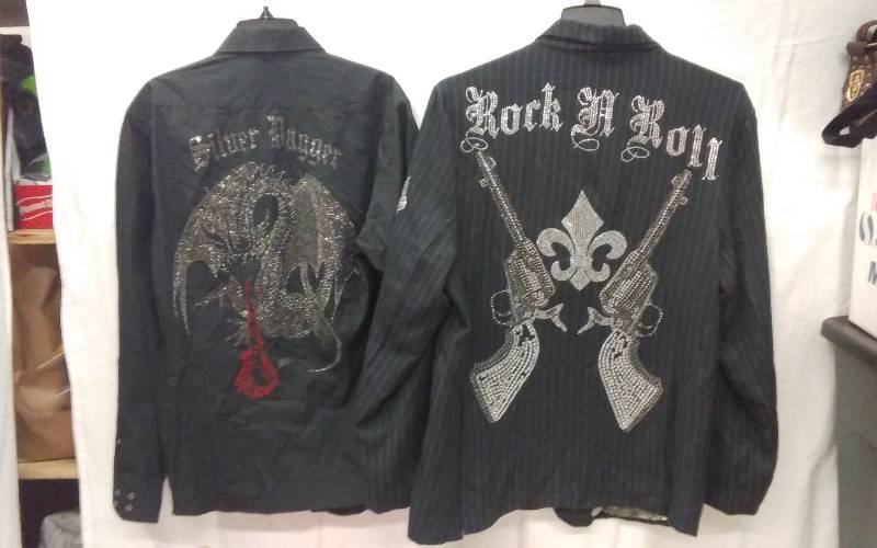 2-Mens StuddedRhinestone Jackets LXL