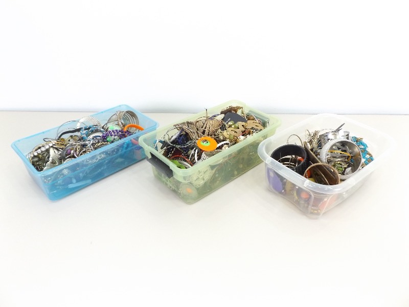 lot 30 image: 3 PACKED Bins of Costume Jewelry