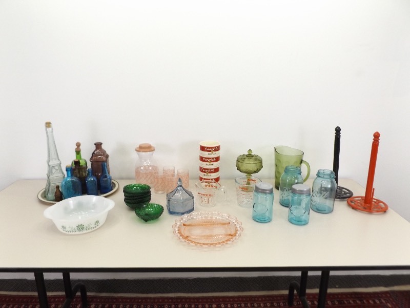 lot 36 image: Lot of AntiqueVintage Glass Bottles, Jars, Sets, etc.