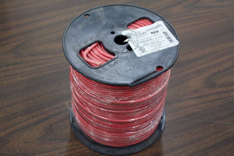 lot 14 image: Spool of Red 500ft 10AWG Wire