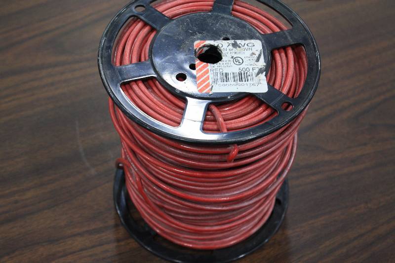 lot 18 image: Spool of Red 500ft 10AWG Wire