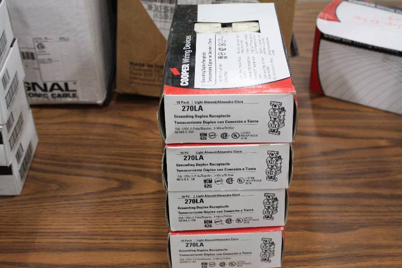 lot 143 image: Cooper 270LA Grounding Duplex Receptacles - Light Almond Color  NEW
