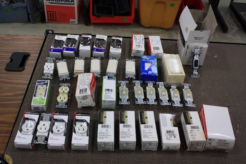 lot 241 image: Large variety lot of assorted new switches & receptacles