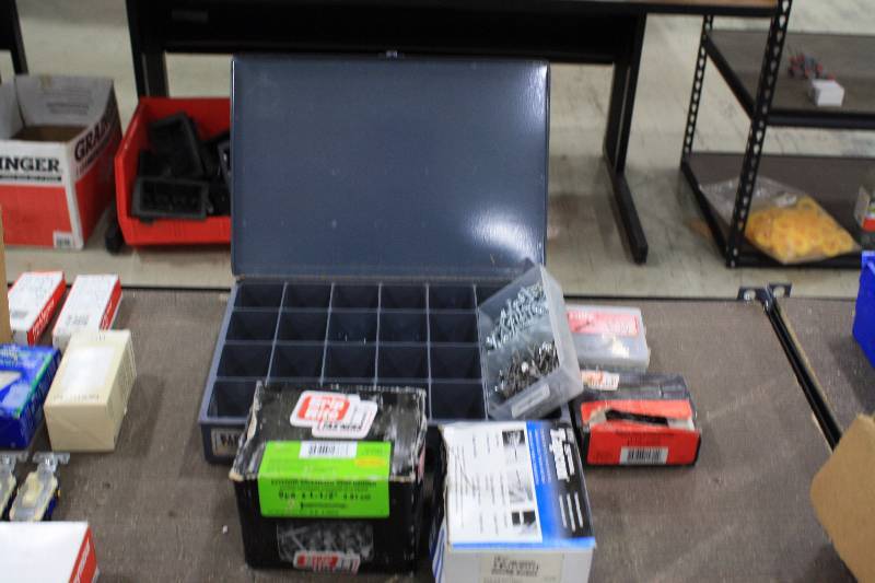 lot 247 image: Assortment of Fasteners  Nails, Screws & Storage Box