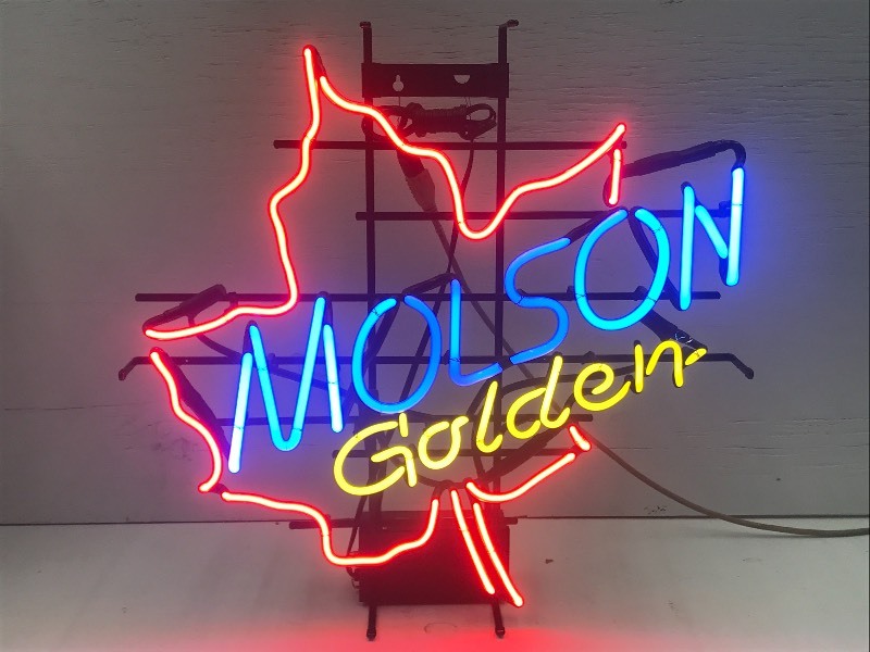 lot 12 image: Moson Golden Neon Beer Sign, 28x28...