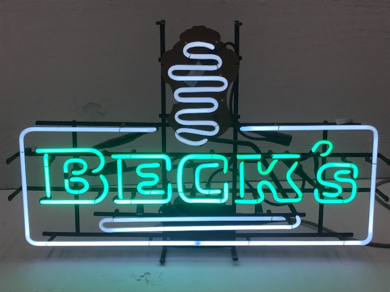lot 15 image: Becks Neon Beer Sign, 20x30 ...