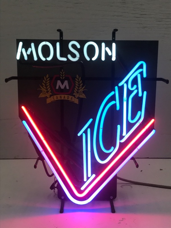 lot 29 image: Molson Ice Neon Beer Sign, 18x21 ...