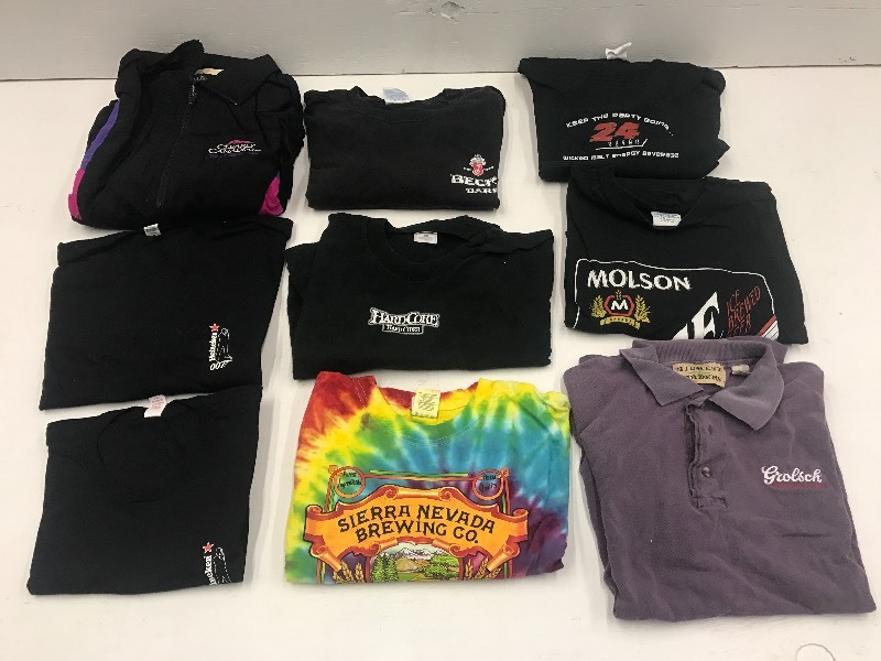 lot 74 image: Lot Of (9) Assorted Beer Logo T-Shi...