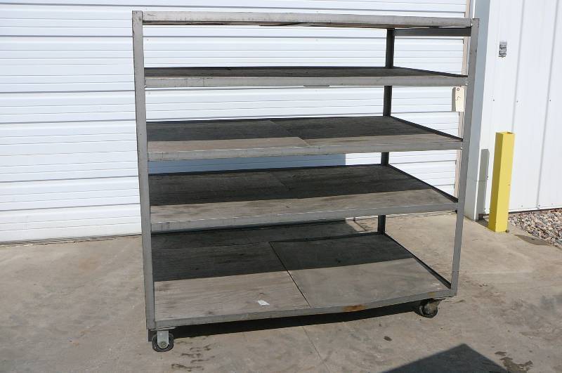 Steel Rack with wood shelves 5, 60 12l x 36 12 w x 60 high