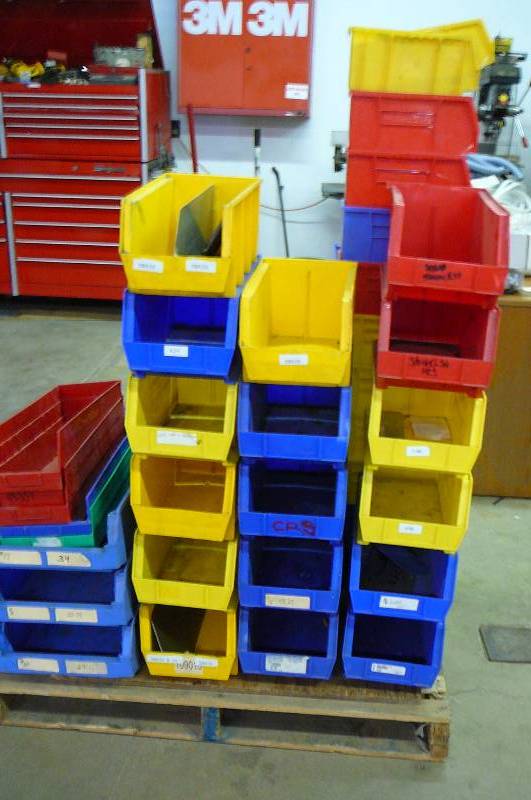 Lot of Plastic Shelf & Stackable Bins 75 Count