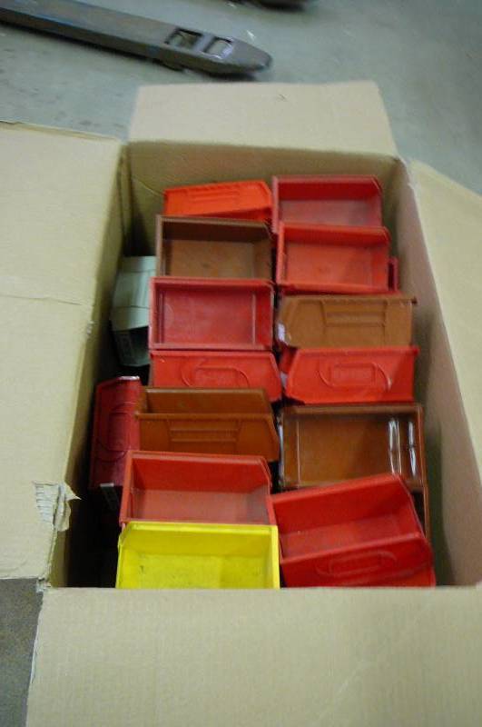 Lot of Plastic Shelf & Stackable Bins 4 x 3 x 7  74 count