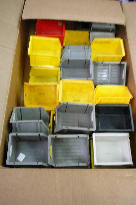 Lot of Plastic Shelf & Stackable Bins 4 x 3 x 5 36 Count