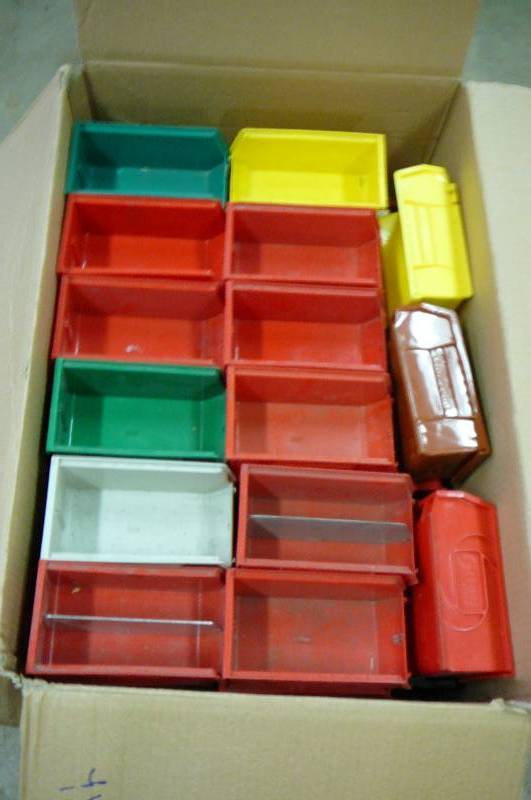 Lot of Plastic Shelf & Stackable Bins 4 x 3 x 7 57 Count