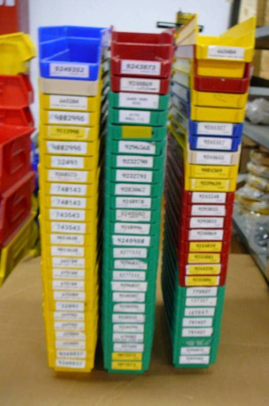 Plastic Shelf bins 4 x 4 x 11 75 count