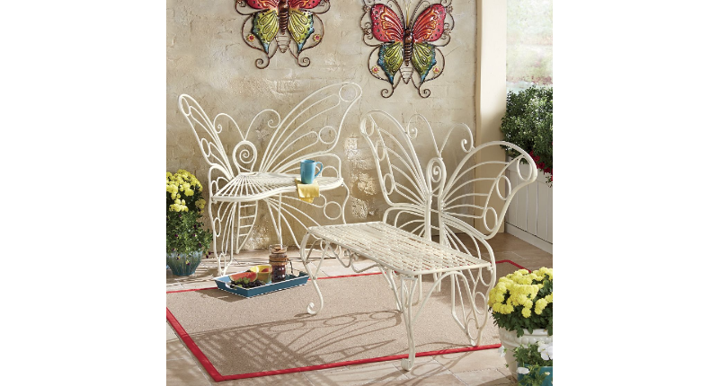 Butterfly Bench in Red (shown in wh...