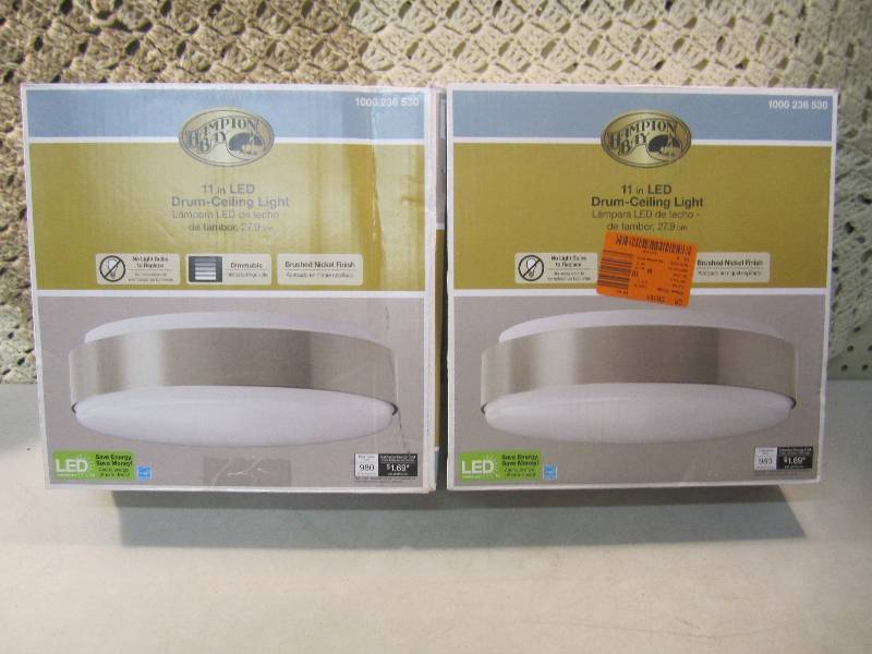 lot 363 image: Lot of 2 - 11 LED Round Drum Ceili...