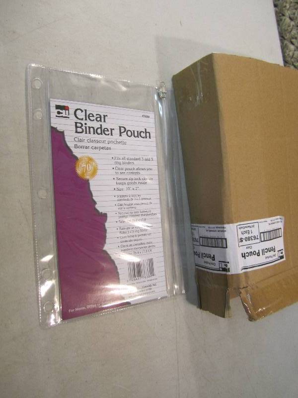lot 116 image: Box of 24 Clear Binder Pencil Pouch...