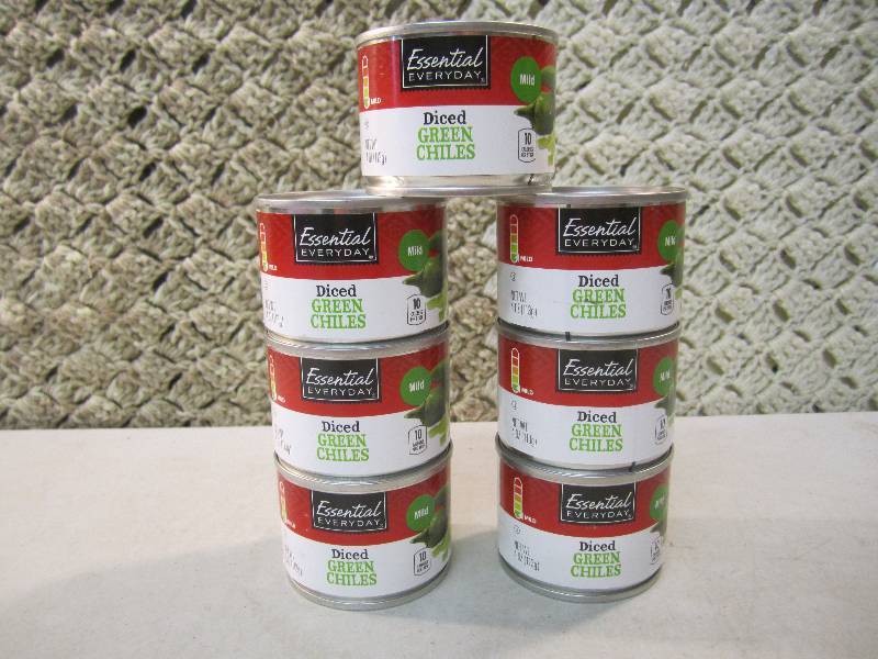 lot 145 image: Lot of 7 Cans Diced Green Chiles Mi...
