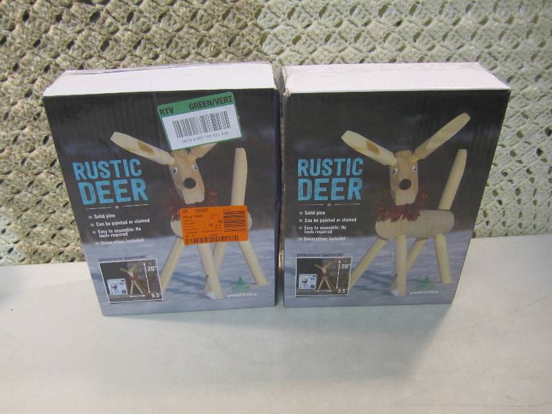 lot 183 image: Lot of 2 Solid Pine Rustic Deer Ope...