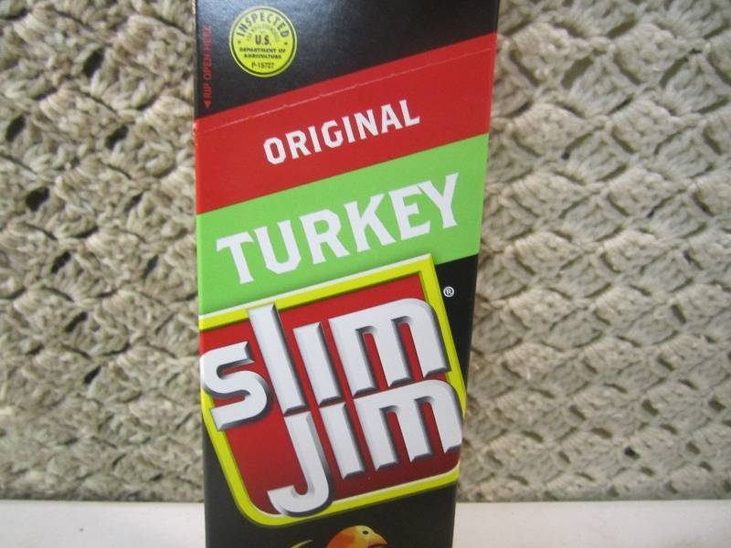 lot 243 image: Box of 24 Slim Jim Snack Sticks Ori...