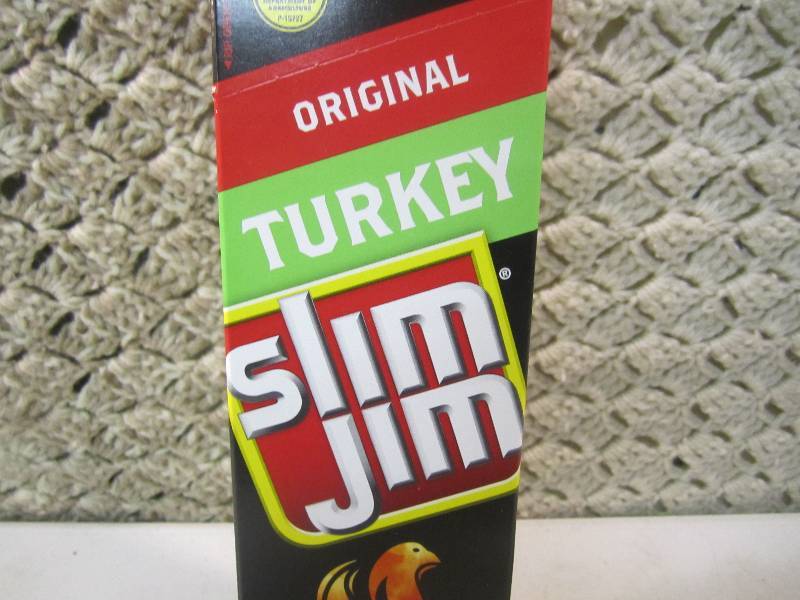lot 244 image: Box of 24 Slim Jim Snack Sticks Ori...