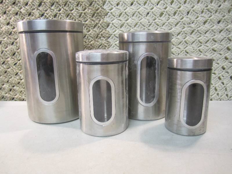 lot 324 image: Set of 4 Stainless Steel Window Can...