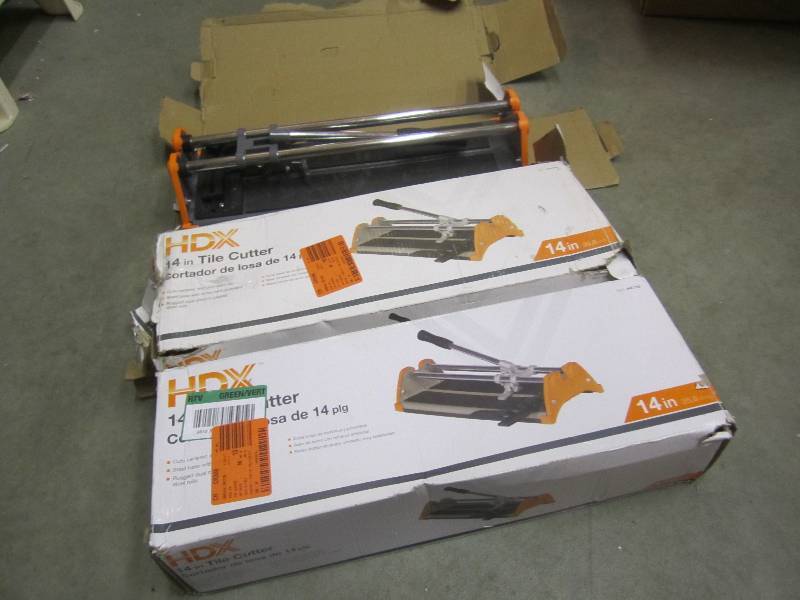 lot 426 image: Lot of 3 HDX 14 Tile Cutters Open...