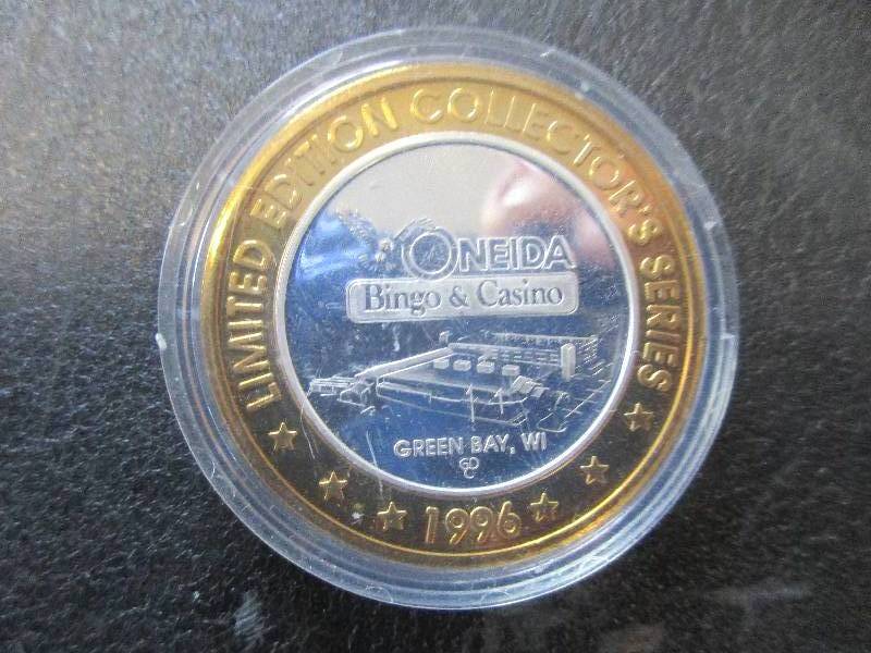 Limited Edition Gaming Token Oneida Bingo and Casino Greenbay 1996, 1-Ounce .999 Fine Silver