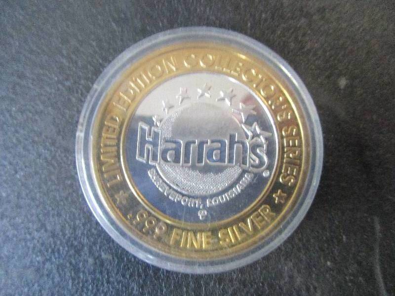 Limited Edition Gaming Token Harrahs Casino Shrevport Louis, 1-Ounce .999 Fine Silver