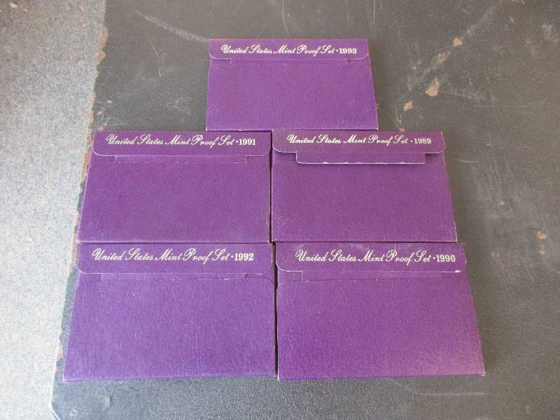 United States Mint Proof Sets 1989, 1990, 1991, 1992 and 1993