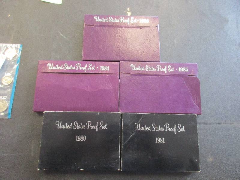 United States Proof Sets 1980, 1981, 1984, 1985 and 1986