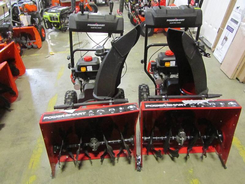 lot 3 image: PowerSmart 24 in. Two-Stage Electric Start Briggs Stratton Gas Snow Blower  (x2)